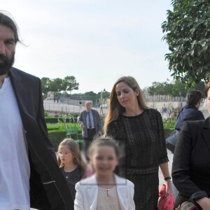 Sébastien Chabal, sa femme et sa fille - Inauguration 'du salon "Jardins" au Jardin des Tuileries, à Paris le 31 mai 2012.