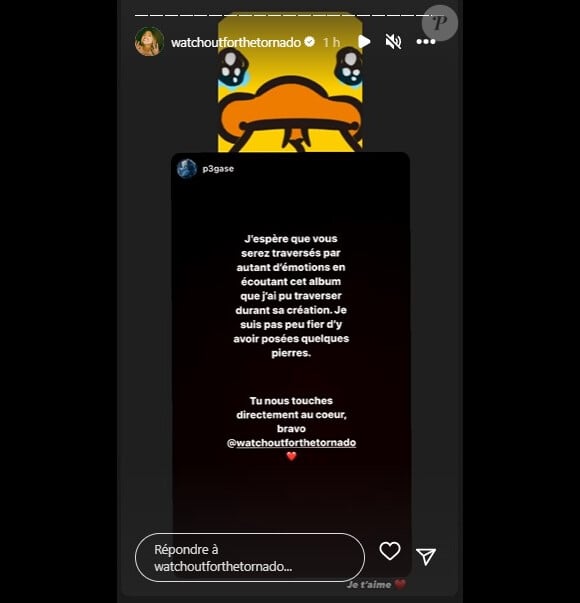 Florian Rossi déclare son amour à Louane sur Instagram. Le 9 décembre 2022.