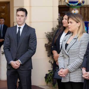 Louis Ducruet, Marie Ducruet, Camille Gottlieb, la princesse Charlène de Monaco et la princesse Caroline de Hanovre lors de la conférence de présentation des célébrations du centenaire de la naissance du Prince Rainier III de Monaco au Palais de Monaco, le 28 septembre 2022. © Olivier Huitel/Pool Restreint Monaco/Bestimage