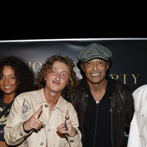 Exclusif - Prix spécial - No web - Jenaye, Eleejah, Joalukas Noah, son père Yannick Noah et Tomathy Stewart-Whyte (le frère de Jenaye et Eleejah) lors de la soirée d'anniversaire de Joalukas Noah, fils de Yannick Noah et Isabelle Camus, pour ses 18 ans à Paris le 10 juin 2022. © Cyril Moreau / Bestimage 