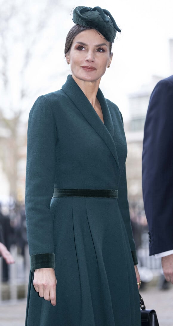 La reine Letizia d'Espagne - Service d'action de grâce en hommage au prince Philip, duc d'Edimbourg, à l'abbaye de Westminster à Londres, le 29 mars 2022. Le prince Philip, duc d'Edimbourg, est décédé le 9 avril 2021. 