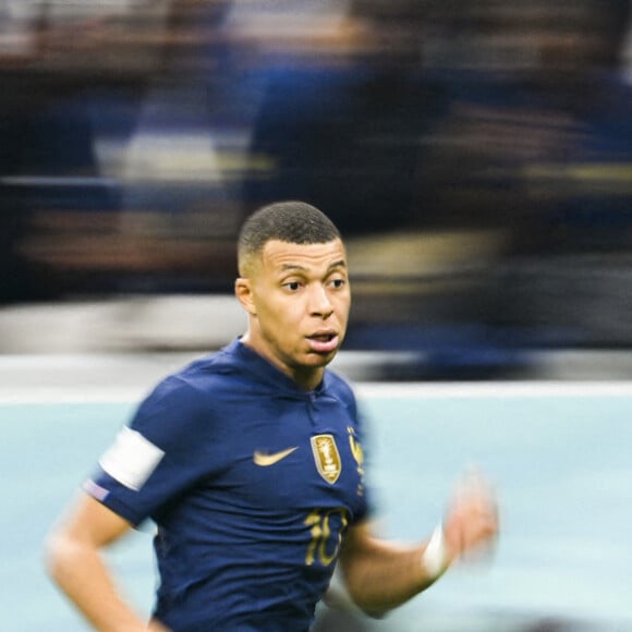 Kylian Mbappé - Match de demi-finale "France - Maroc" lors de la Coupe du Monde 2022 au Qatar (FIFA World Cup Qatar 2022), le 14 décembre 2022. © JB Autissier / Panoramic / Bestimage