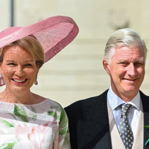 Le roi Philippe de Belgique et la reine Mathilde - Mariage de la princesse Maria Laura de Belgique et William Isvy à Bruxelles le 10 septembre 2022. © Frédéric Andrieu / Bestimage 