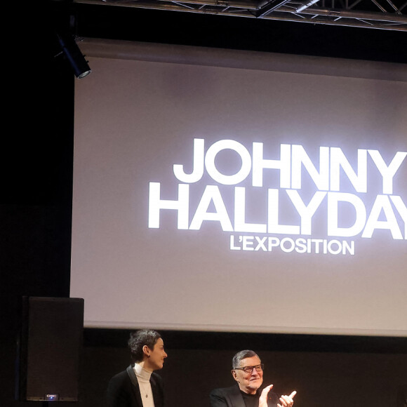 Delphine Houba, Echevine de la Culture, du Tourisme, des Grands évènements et du Matériel communal, Jean-Claude Camus, Laeticia Hallyday, guest - L.Hallyday donne une conférence de presse pour l'exposition Johnny Hallyday à Bruxelles Expo le 19 décembre 2022. © Dominique Jacovides / Bestimage