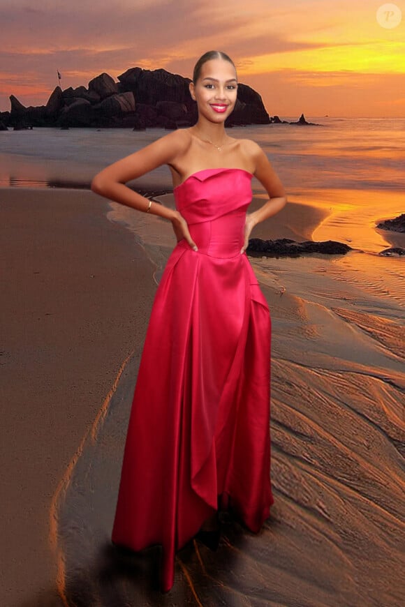 Indira Ampiot, Miss Guadeloupe en robe Christophe Guillarmé pour la 93ème édition de l'élection de Miss France, en décembre 2022.