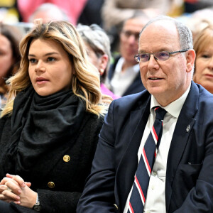 Exclusif - Le prince Albert II de Monaco, sa nièce, Camille Gottlieb, Muriel Agliardi - 36e édition du Téléthon au Grimaldi Forum à Monaco. Le 3 décembre 2022. © Bruno Bebert / Bestimage