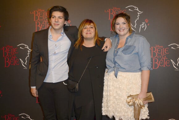 Michele Bernier avec son fils Enzo et sa fille Charlotte - People a la generale de la comedie musicale "La Belle et la Bete" au Theatre Mogador a Paris le 24 octobre 2013.