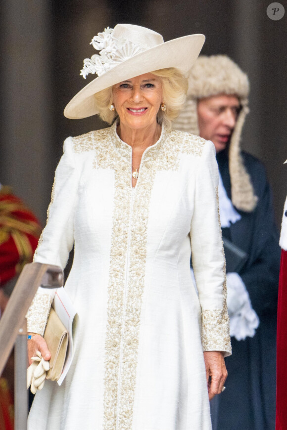 Camilla Parker Bowles, duchesse de Cornouailles - Les membres de la famille royale et les invités lors de la messe célébrée à la cathédrale Saint-Paul de Londres, dans le cadre du jubilé de platine (70 ans de règne) de la reine Elisabeth II d'Angleterre. Londres, le 3 juin 2022. 