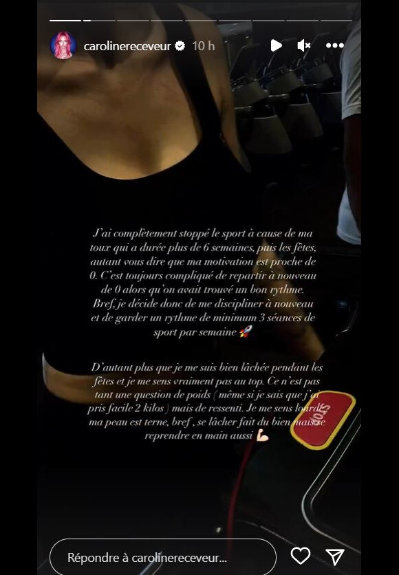 Caroline Receveur se confie sur sa prise de poids, sur Instagram, le 2 janvier 2023