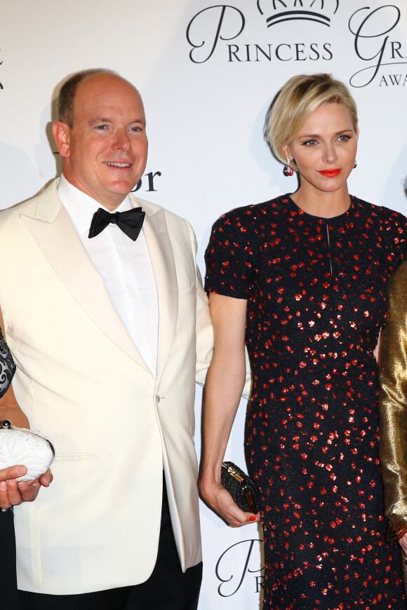La princesse Charlène de Monaco et son mari le prince Albert II de Monaco - Dîner de Gala de la "Princess Grace Foundation Awards USA" au Palais de Monaco, le 5 septembre 2015. 