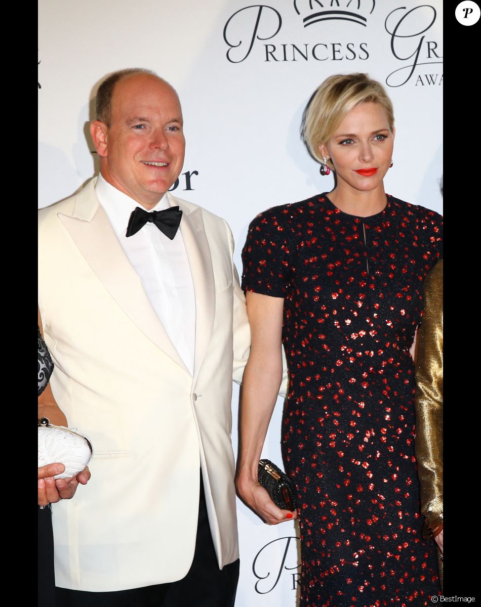La princesse Charlène de Monaco et son mari le prince Albert II de Monaco - Dîner de Gala de la "Princess Grace Foundation Awards USA" au Palais de Monaco, le 5 septembre 2015.