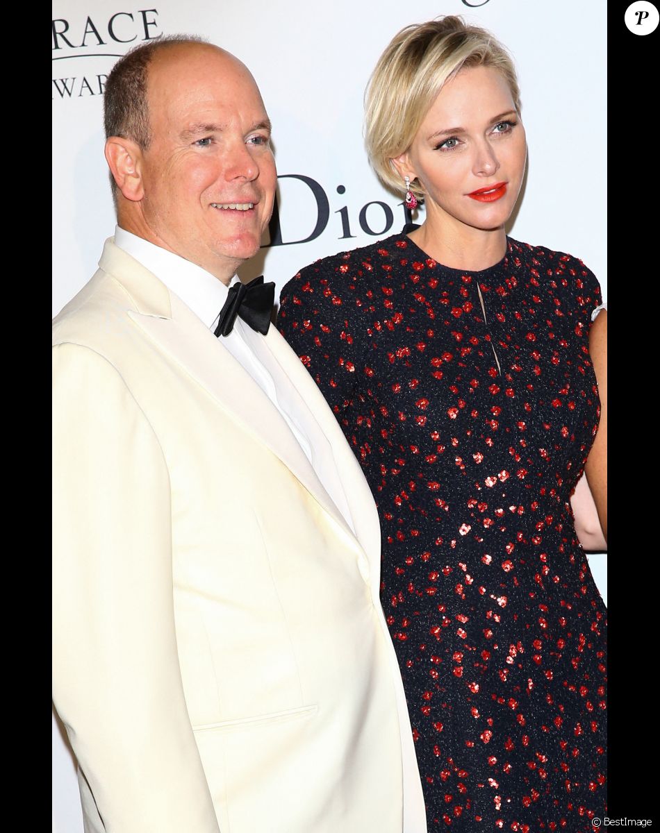 La princesse Charlène de Monaco et son mari le prince Albert II de Monaco - Dîner de Gala de la "Princess Grace Foundation Awards USA" au Palais de Monaco, le 5 septembre 2015.
