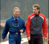 Le prince Charles et le prince William à Klosters en vacances au ski, 31 mars 2005. 