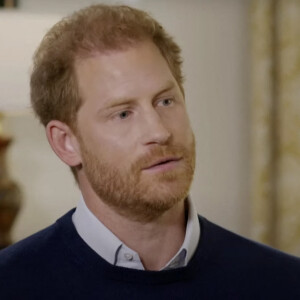 Le prince Harry, duc de Sussex, en interview avec le journaliste Tom Bradby sur la chaine "ITV News". 