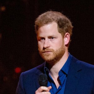 Le prince Harry, duc de Sussex, lors de la cérémonie de clôture des Invictus Games 2020 à La Haye, Pays-Bas, le 22 avril 2022. 