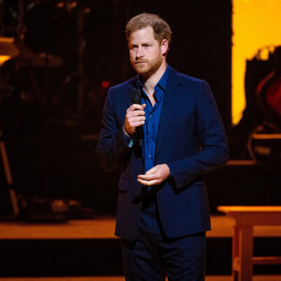 Le prince Harry, duc de Sussex, lors de la cérémonie de clôture des Invictus Games 2020 à La Haye, Pays-Bas, le 22 avril 2022. 