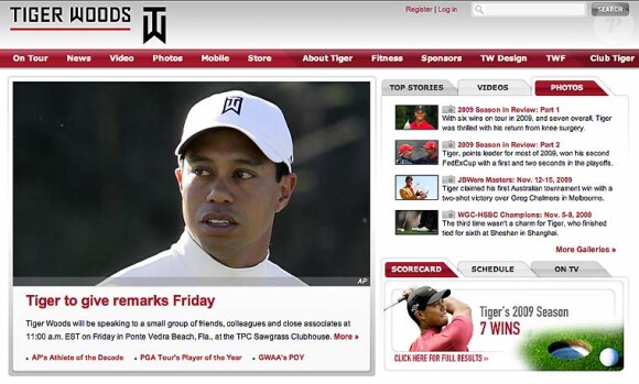Site officiel de Tiger Woods