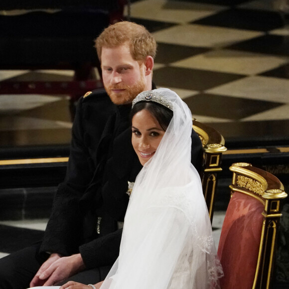 Le prince Harry et Meghan Markle, duchesse de Sussex - Cérémonie de mariage du prince Harry et de Meghan Markle en la chapelle Saint-George au château de Windsor, Royaume Uni, le 19 mai 2018. 