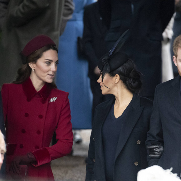 Catherine Kate Middleton, duchesse de Cambridge, Meghan Markle, duchesse de Sussex - La famille royale assiste à la messe de Noël à Sandringham le 25 décembre 2018. 