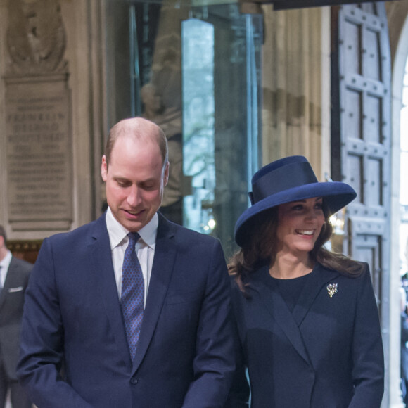 Le prince William, duc de Cambridge, Kate Catherine Middleton (enceinte), duchesse de Cambridge, Meghan Markle et le prince Harry - La famille royale d'Angleterre lors de la cérémonie du Commonwealth en l'abbaye Westminster à Londres. Le 12 mars 2018 