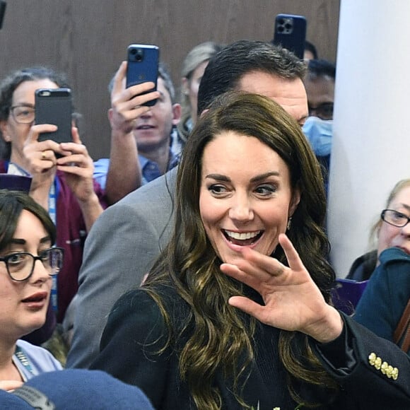 Le prince William, prince de Galles, et Catherine (Kate) Middleton, princesse de Galles, inaugurent officiellement le nouveau Centre hospitalier Royal Liverpool University Hospital à Liverpool, Royaume Uni, le 12 janvier 2023. 