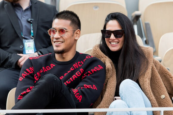 Alphonse Areola (gardien de foot du Psg) et sa femme Marrion Areola - People dans les tribunes lors des internationaux de France de tennis de Roland Garros 2019 à Paris le 28 mai 2019. © Jacovides-Moreau/Bestimage