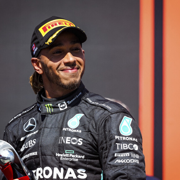 Lewis Hamilton (GBR Mercedes-AMG Petronas F1 Team) - Les pilotes sur le podium lors du Grand Prix de Formule 1 (F1) du Canada à Montréal, le 19 juin 2022. © Hoch Zwei via Zuma Press/Bestimage