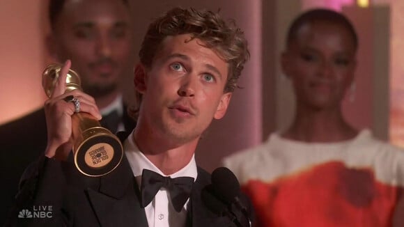 Austin Butler (Golden Globe du meilleur acteur dans un film dramatique pour "Elvis") - La 80ème cérémonie des Golden Globes à Los Angeles le 10 janvier 2023. 