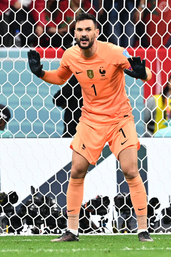 Hugo Lloris au match de demi-finale opposant la France au Maroc lors de la Coupe du Monde 2022 au stade Al-Bayt, à Doha, Qatar, le 14 décembre 2022. La France a gagné 2-0. © Philippe Perusseau/Bestimage