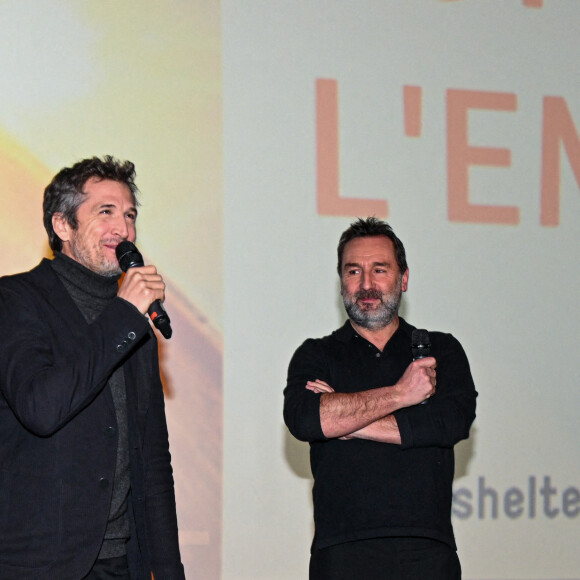 Guillaume Canet (réalisateur) et Gilles Lellouche lors de la présentation du film "Astérix et Obélix : L'Empire du Milieu" au Kinépolis à Bruxelles le 13 janvier 2023. © Frédéric Andrieu / Bestimage 