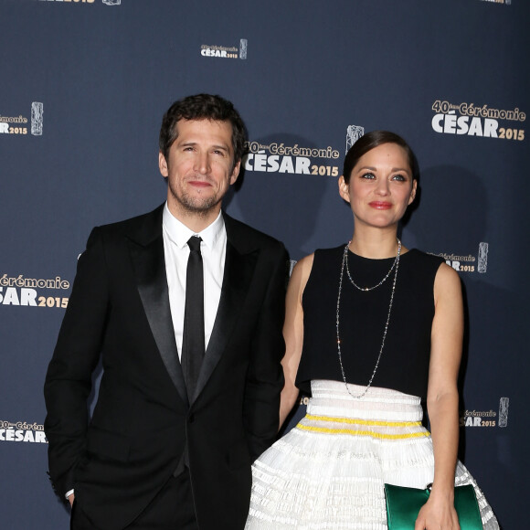 Guillaume Canet et Marion Cotillard - Photocall de la 40ème cérémonie des César au théâtre du Châtelet à Paris. 