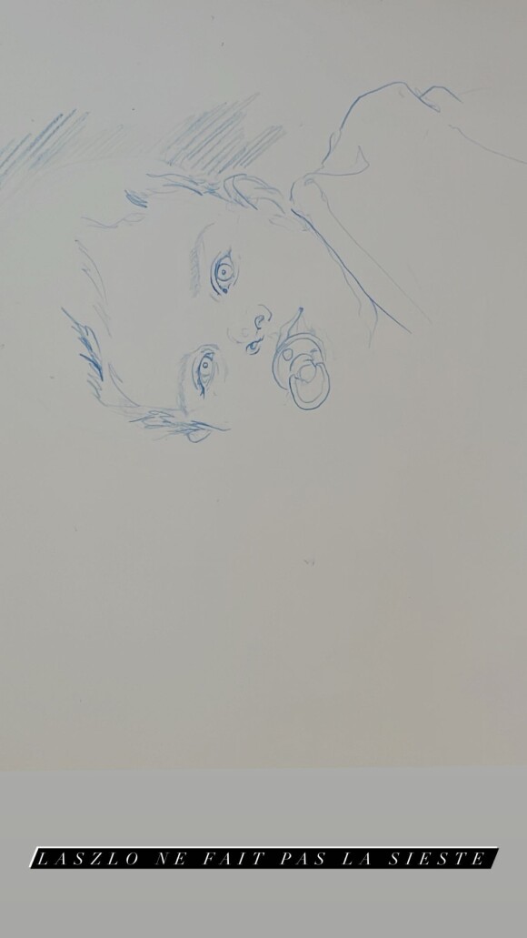 Lou Doillon dessine le visage de son fils Laszlo