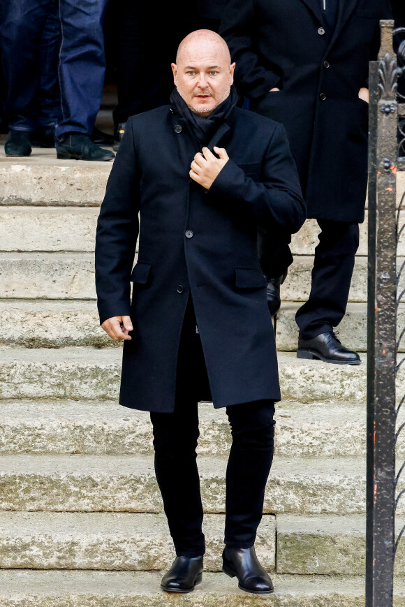 Sébastien Cauet - Sorties des obsèques de Jean-Pierre Pernaut en la Basilique Sainte-Clotilde à Paris, France. © Cyril Moreau/Bestimage 