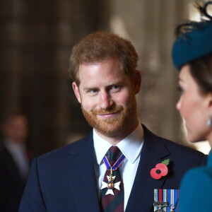 Le prince Harry, duc de Sussex, et Kate Catherine Middleton, duchesse de Cambridge - La famille royale d'Angleterre en l'abbaye de Westminster à Londres pour le service commémoratif de l'ANZAC Day. Le 25 avril 2019 