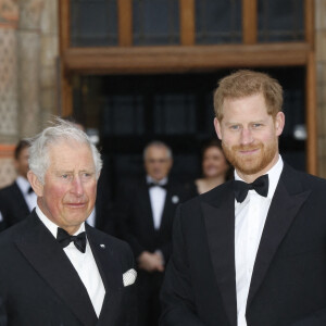 Le prince Charles, prince de Galles, le prince Harry, duc de Sussex, à la première de la série Netflix "Our Planet" au Musée d'Histoires Naturelles à Londres, le 4 avril 2019. 