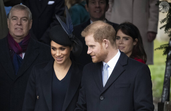 Le prince Harry, duc de Sussex, Meghan Markle, duchesse de Sussex - La famille royale assiste à la messe de Noël à Sandringham le 25 décembre 2018. 