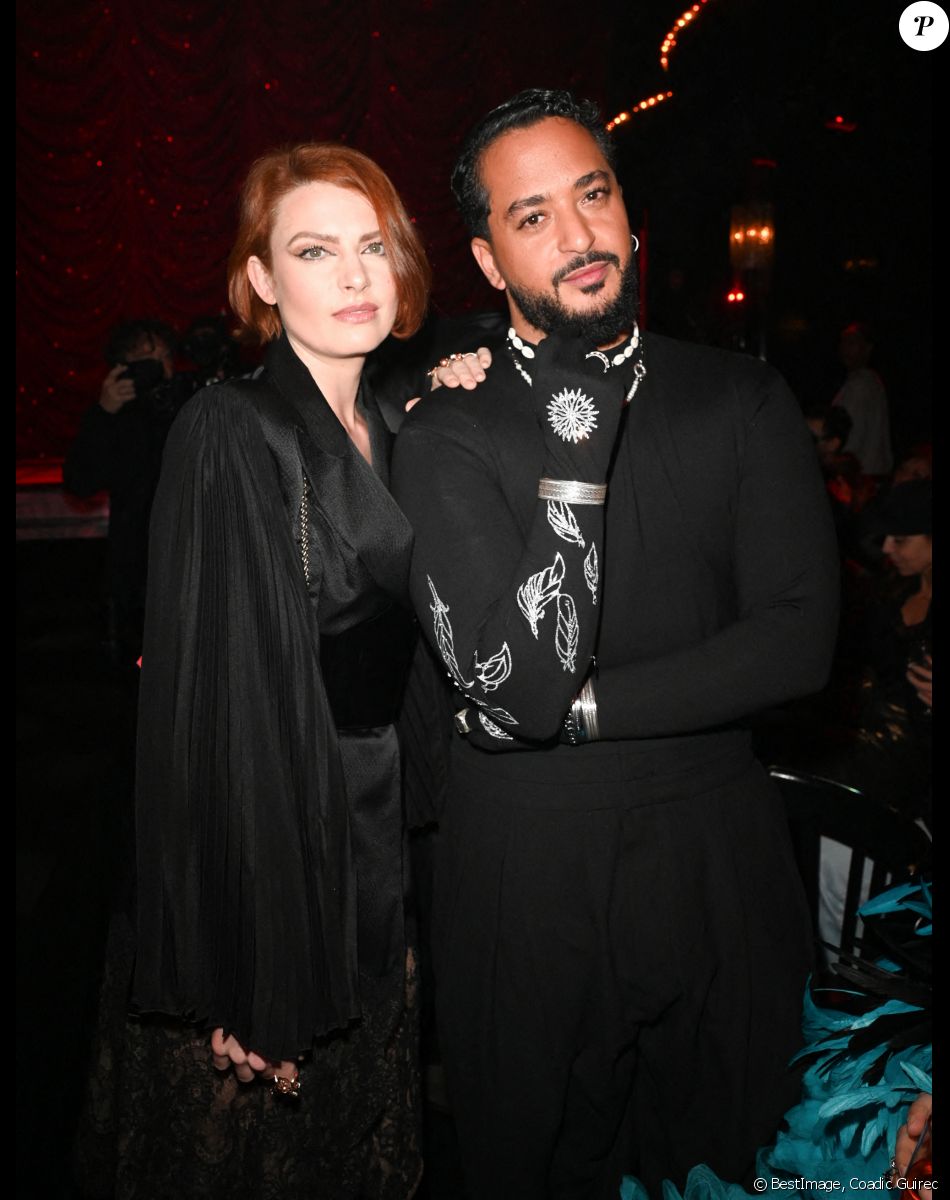 Elodie Fregé et Slimane - People au défilé de mode Haute-Couture "On Aura Tout Vu" lors de la Fashion Week Printemps-été 202 au Paradis Latin à Paris le 24 janvier 2023. © Coadic Guirec/Bestimage