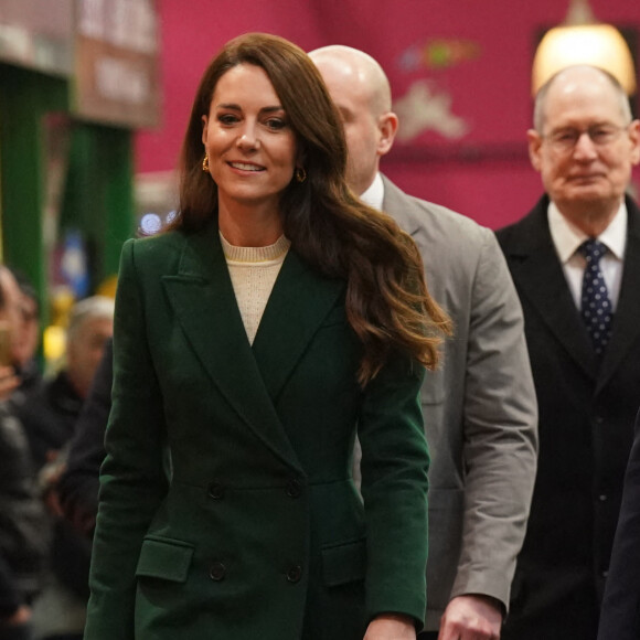 Catherine (Kate) Middleton, princesse de Galles, au complexe de marché Kirkgate sur Vicar Lane à Leeds, West Yorkshire, Royaume Uni, le 31 janvier 2023, où elle rencontre des vendeurs et des membres du public pour le lancement de la campagne Shaping Us qui sensibilise à l'importance unique de la petite enfance. 