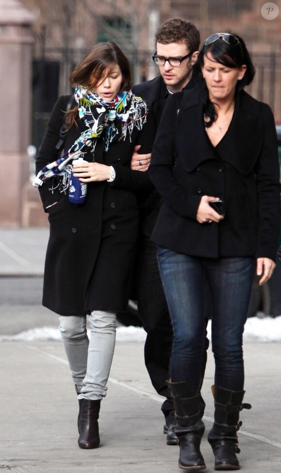 Jessica Biel et Justin Timberlake à Manhattan le 19 février 2010