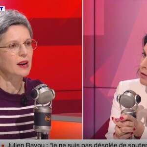 Echange tendu entre Apolline de Malherbe et Sandrine Rousseau dans "Face à face", sur BFMTV, le 7 février 2023