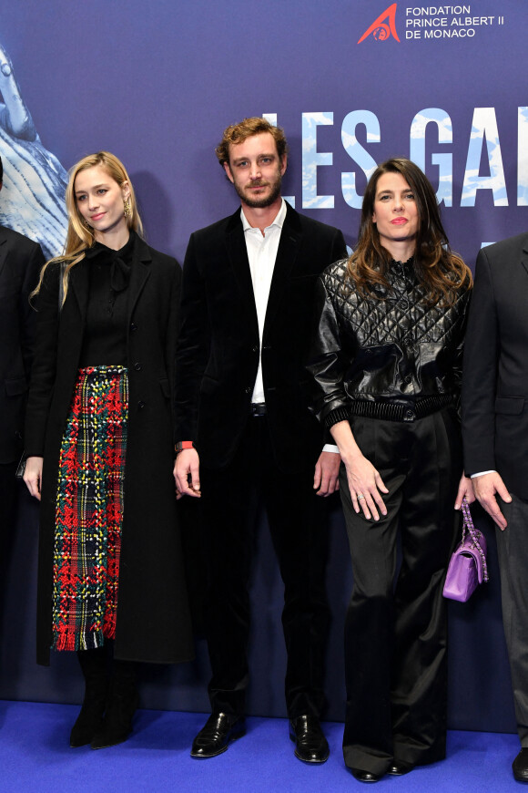 Beatrice Borromeo, son mari, Pierre Casiraghi et Charlotte Casiraghi durant l'avant première mondiale au Grimaldi Forum à Monaco, le 9 février 2023, du film "Les gardiennes de la planète" réalisé par Jean-Albert Lièvre et raconté par J.Dujardin. © Bruno Bebert / Bestimage 
