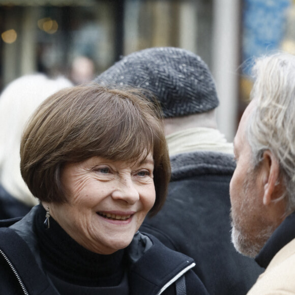 Macha Méril - Sorties des obsèques de Philippe Tesson en l'église Saint-Germain des-Prés à Paris le 10 février 2023. © Christophe Clovis / Bestimage 