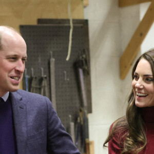 Le prince William, prince de Galles, et Catherine (Kate) Middleton, princesse de Galles, lors d'une visite du National Maritime Museum Cornwall à Falmouth, Royaume Uni, le 9 février 2023. 
