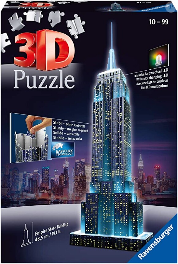 Votre enfant va découvrir un bâtiment emblématique de New York avec ce puzzle 3D Building Empire State Building de Ravensburger
