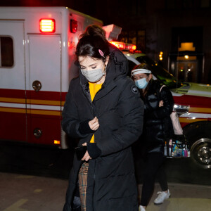 Selena Gomez lors du tournage de la série "Only Murders in the Building" à New York, le 17 janvier 2021. 