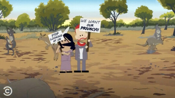 Capture d'écran d'un épisode de South Park parodie Meghan Markle et le prince Harry dans le dernier épisode "The Worldwide Privacy Tour". © Comedy Central/JLPPA/Bestimage 