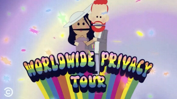 Ils organisent même un tour du monde de la vie privée ! 
Capture d'écran d'un épisode de South Park parodie Meghan Markle et le prince Harry dans le dernier épisode "The Worldwide Privacy Tour". © Comedy Central/JLPPA/Bestimage 