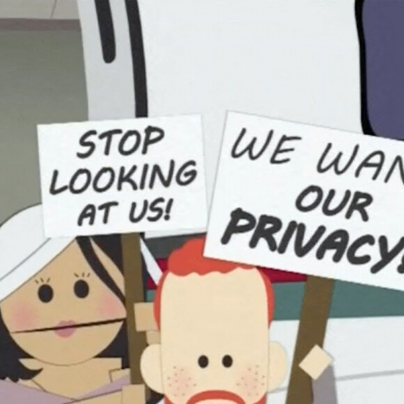 Capture d'écran d'un épisode de South Park parodie Meghan Markle et le prince Harry dans le dernier épisode "The Worldwide Privacy Tour". © Comedy Central/JLPPA/Bestimage 
