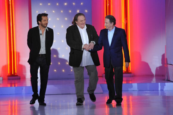 La perte de son fils, Gérard Depardieu ne s'en ai jamais remis.
Edouard Baer, Gérard Depardieu, Michel Drucker - Enregistrement de l'émission "Vivement Dimanche" à Paris.