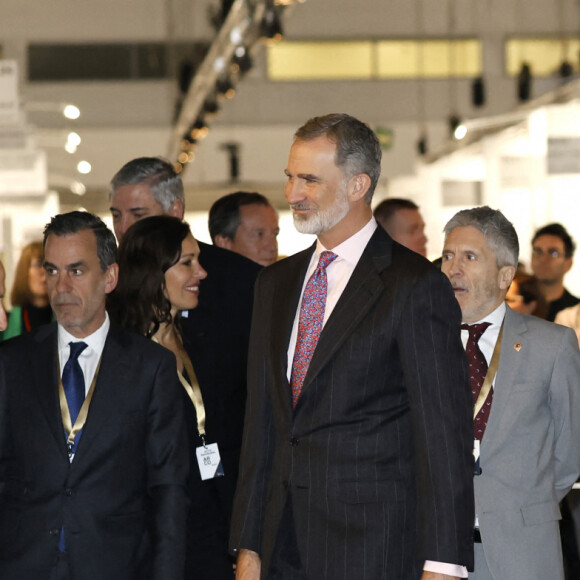 Le roi Felipe VI et la reine Letizia d'Espagne, inaugurent la 42ème Foire Internationale d'Art Contemporain-ARCO à Madrid, le 23 février 2023. 